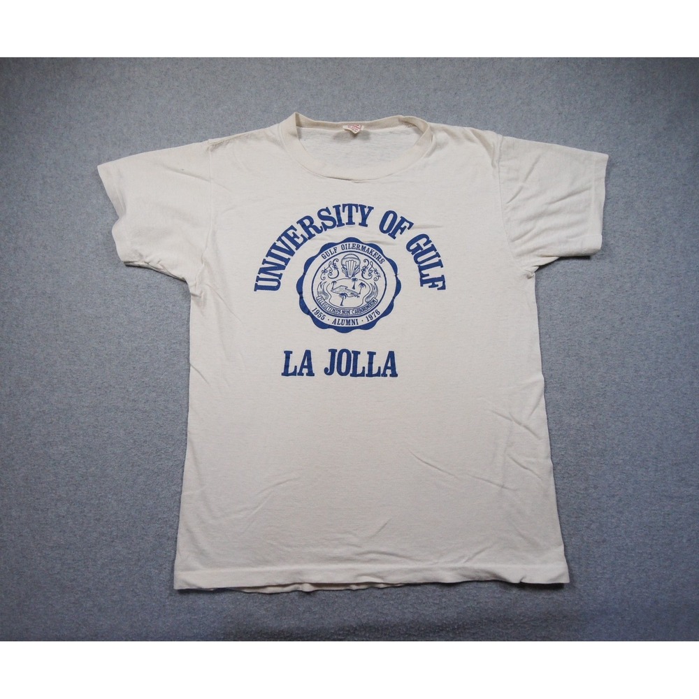 Vintage University Of Gulf Shirt Mens Large White La Jolla 1976 70s Tee College